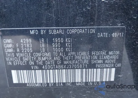 2018 Subaru Impreza 2.0I Premium from USA, damaged, VIN 4S3GTAB6XJ3705871